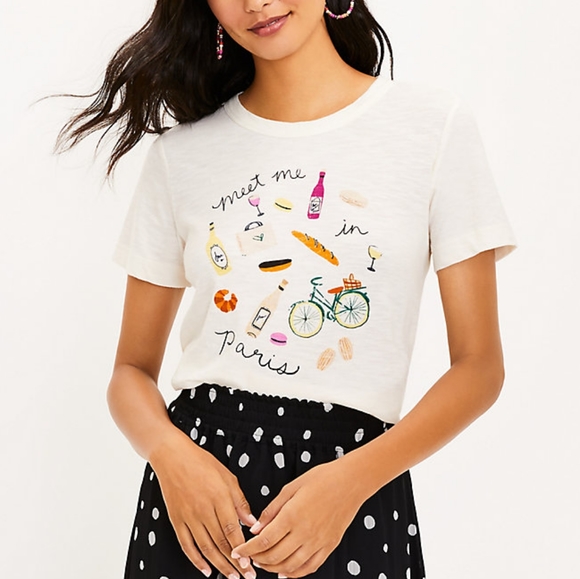 LOFT Tops - LOFT "Meet Me in Paris" everyday crew tee Size: L